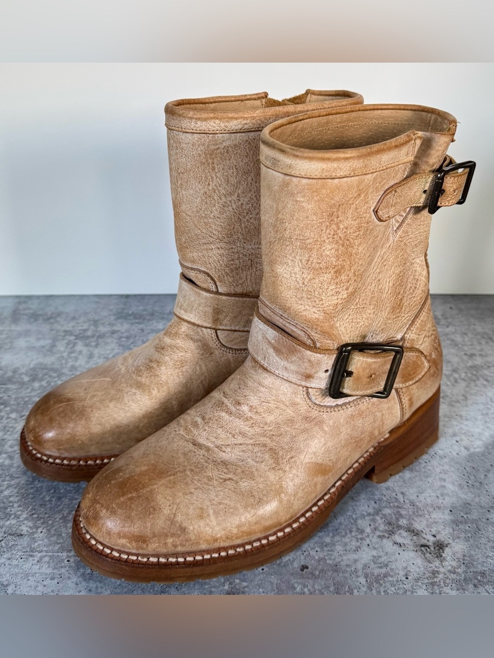 Cleo & Wolf Tan Leather Engineer Motorcycle Boots women’s Size 7.5